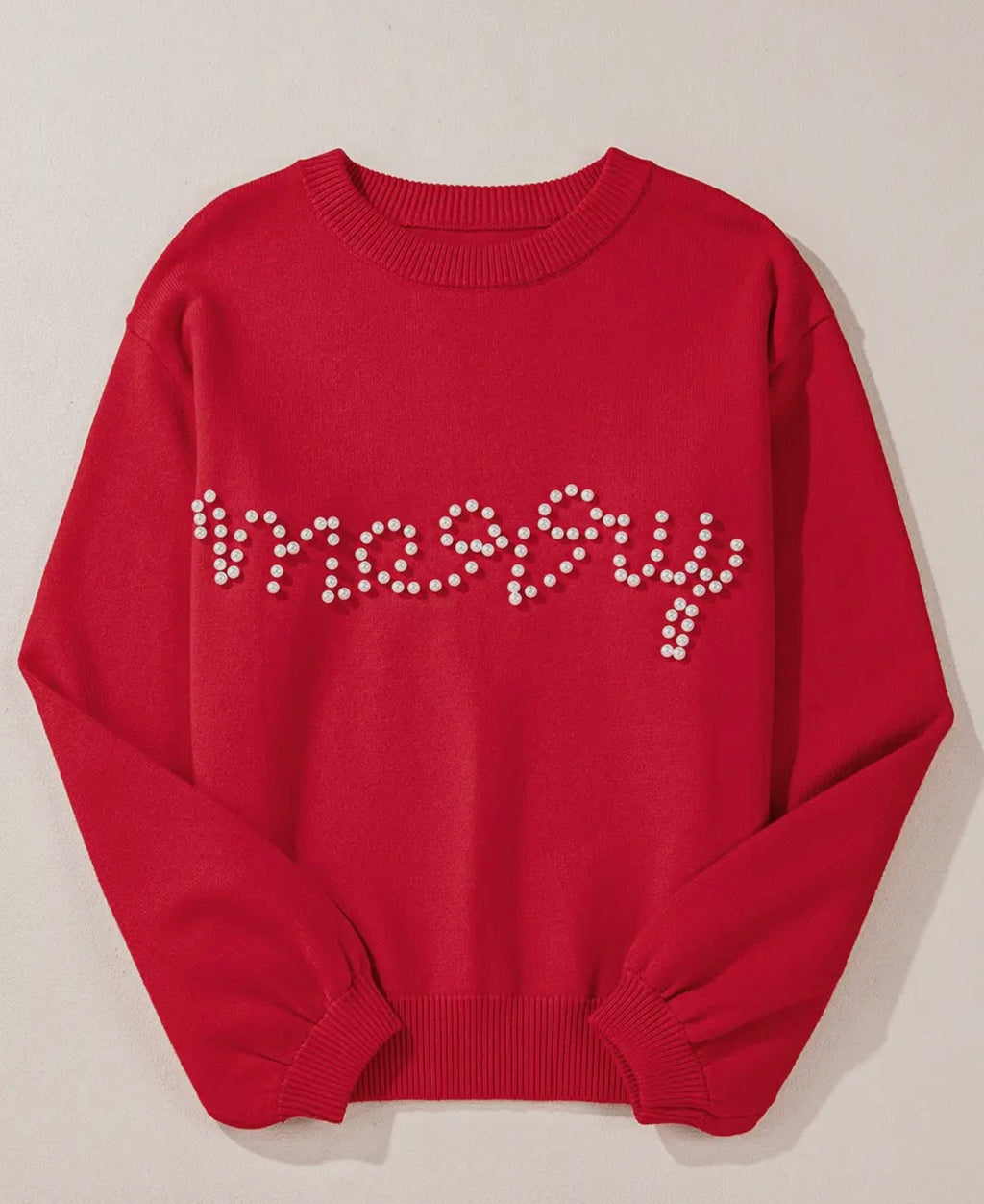 Merry Pearl Beaded Christmas Sweater