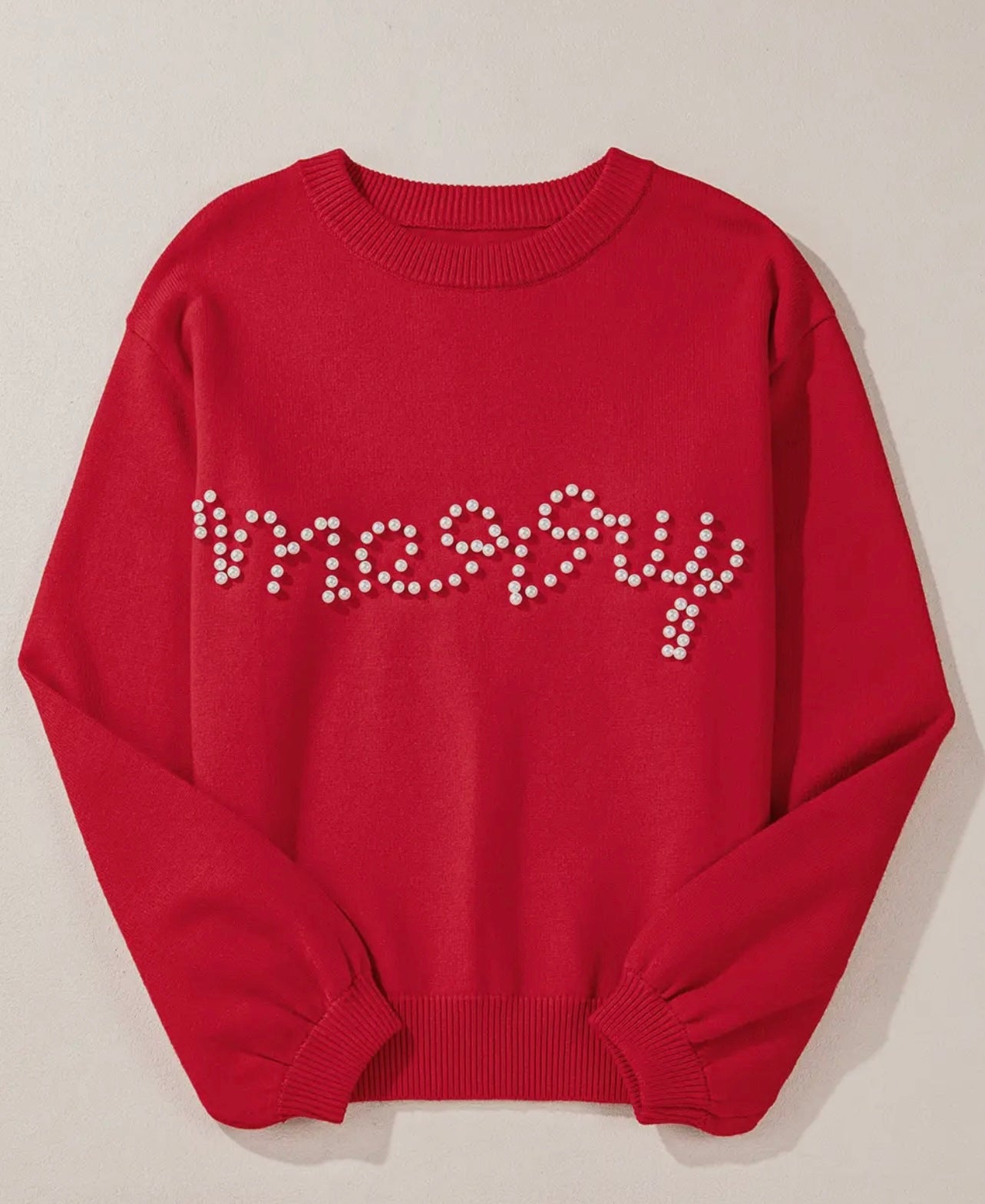 Merry Pearl Beaded Christmas Sweater