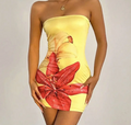 Golden Bloom Mini Dress