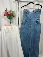 Denim Strapless Maxi Dress With Slit