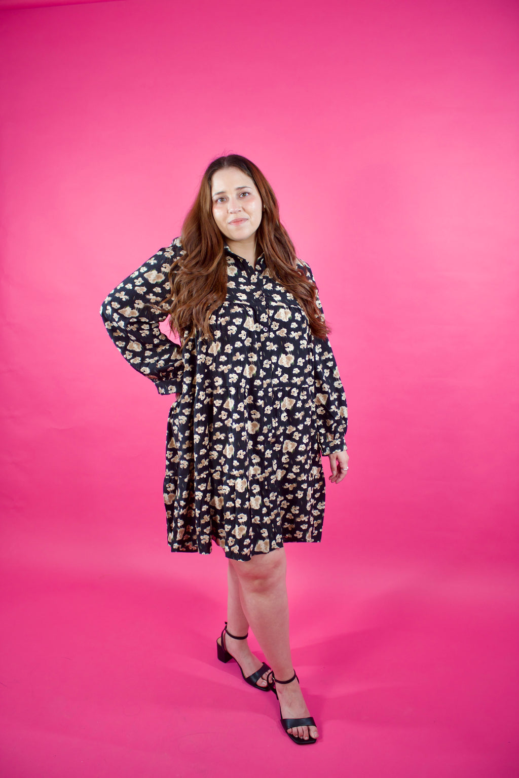 Abstract Floral Tiered Dress