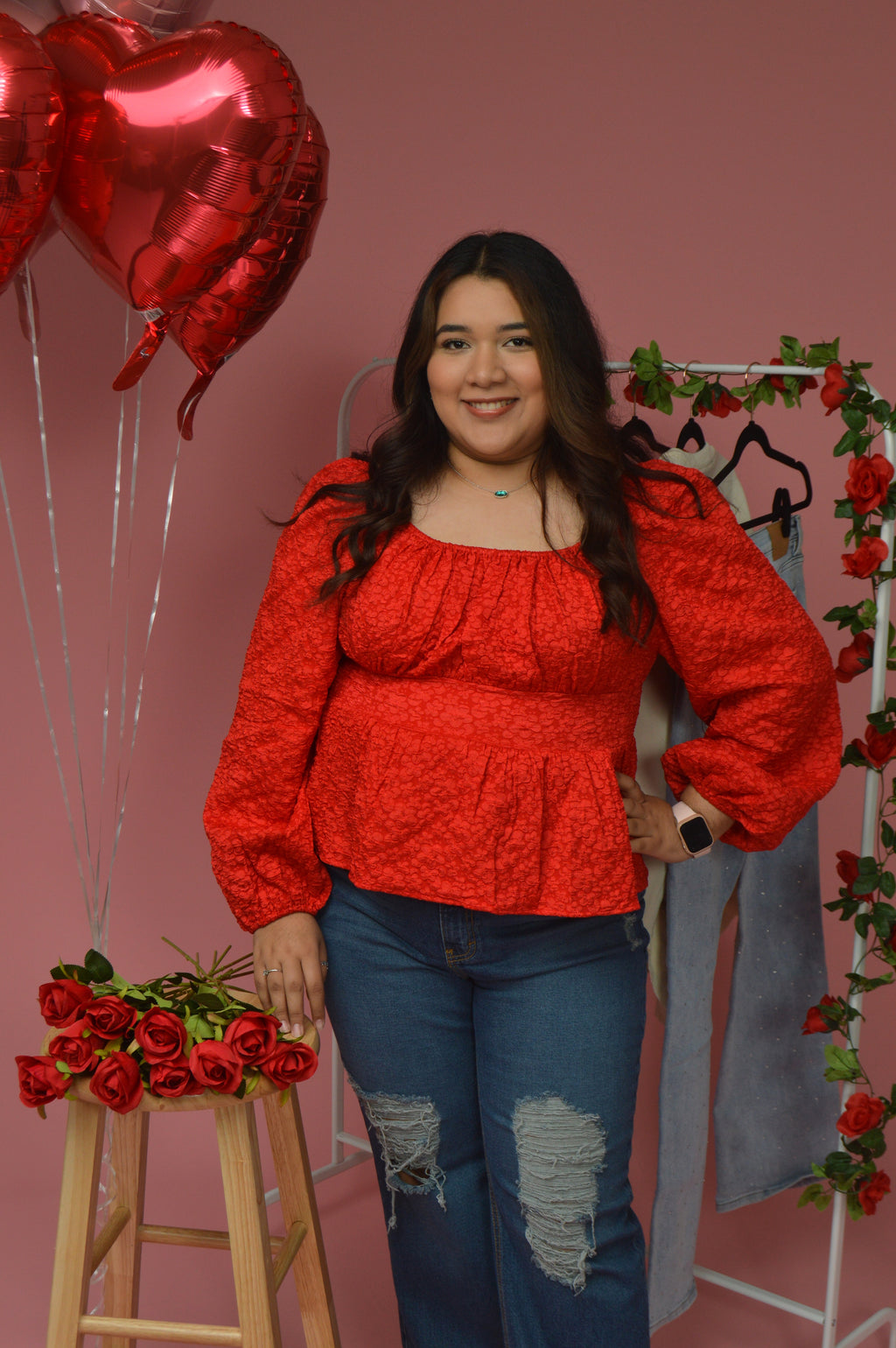 Passion Jacquard Peplum Blouse