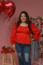 Passion Jacquard Peplum Blouse