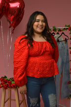 Passion Jacquard Peplum Blouse