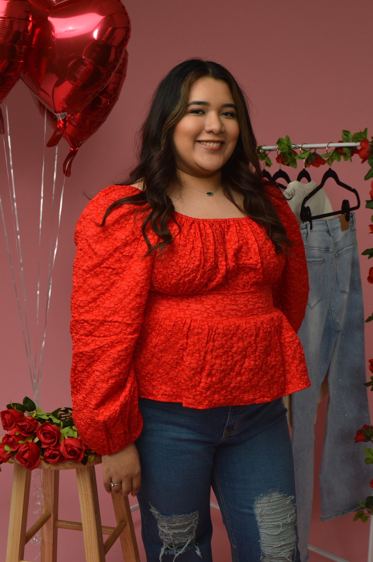 Passion Jacquard Peplum Blouse