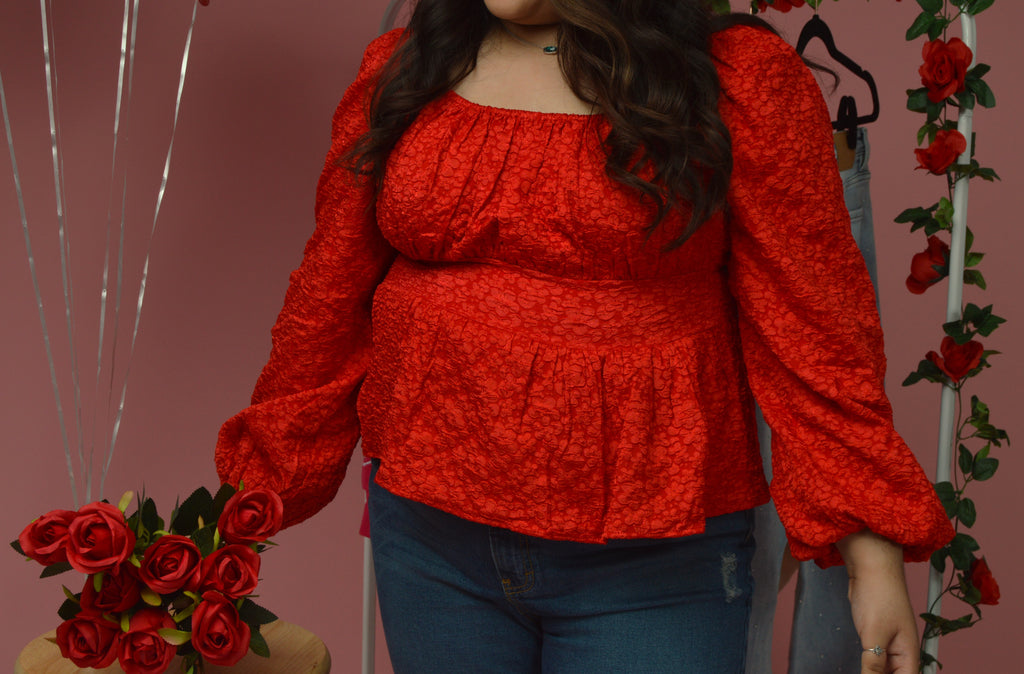 Passion Jacquard Peplum Blouse