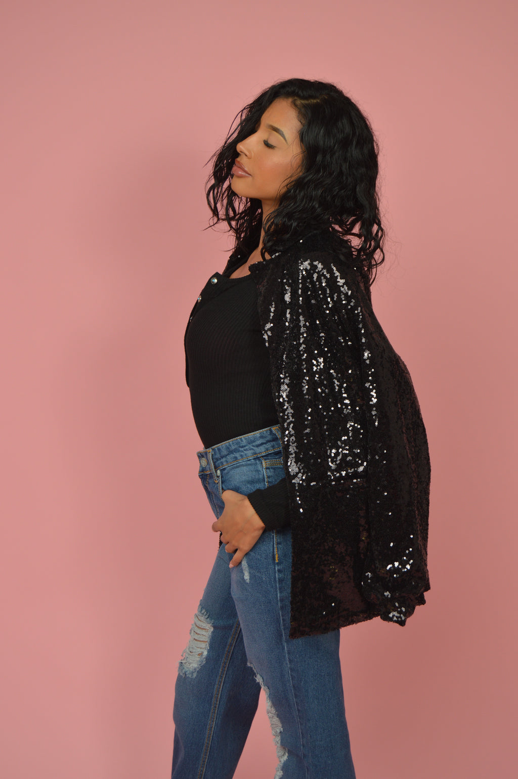 Black Sequin Blazer