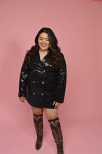 Black Button Down Sequin Coat/Dress