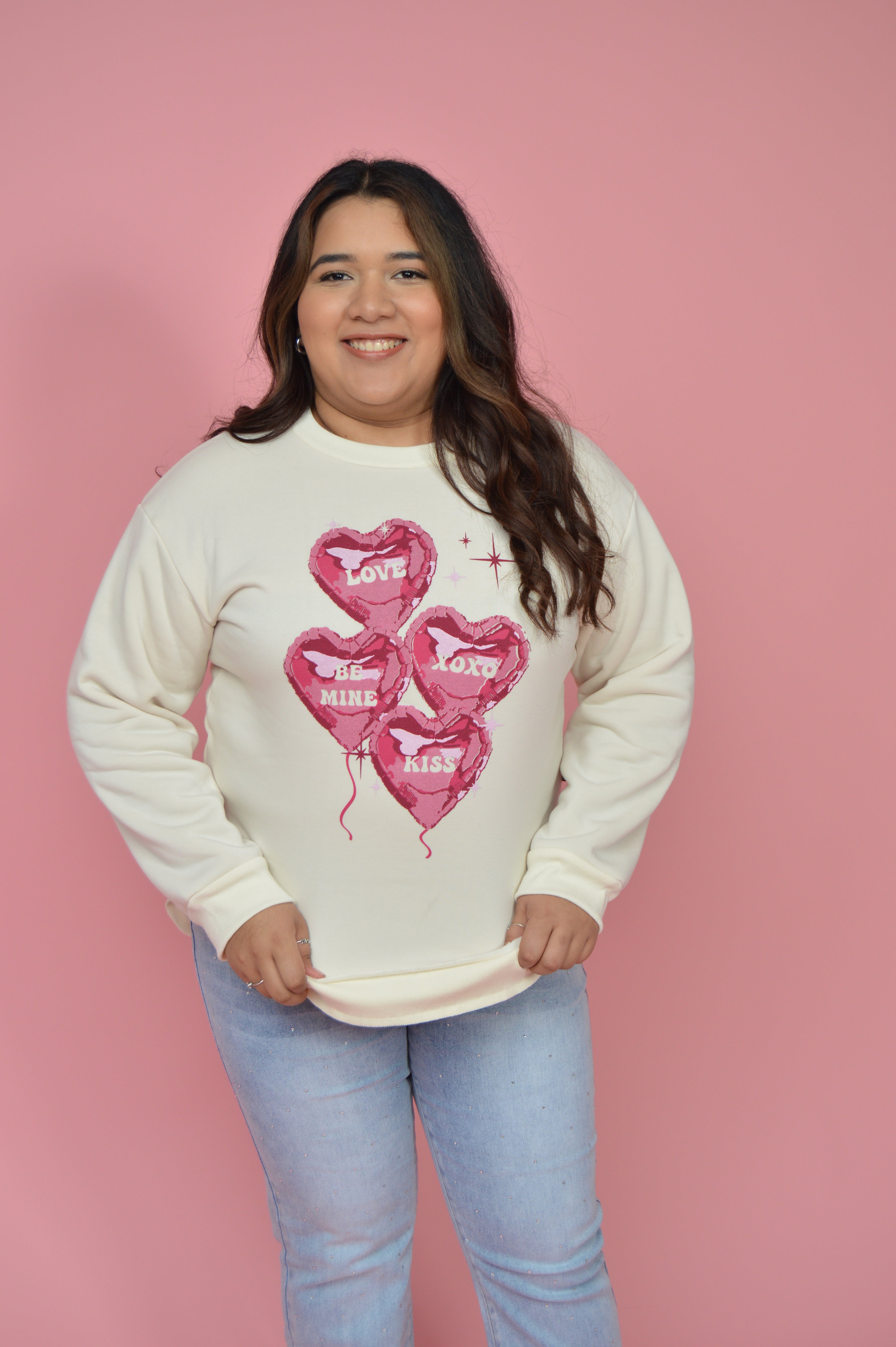 Pink Hearts French Terry Sweatshirt