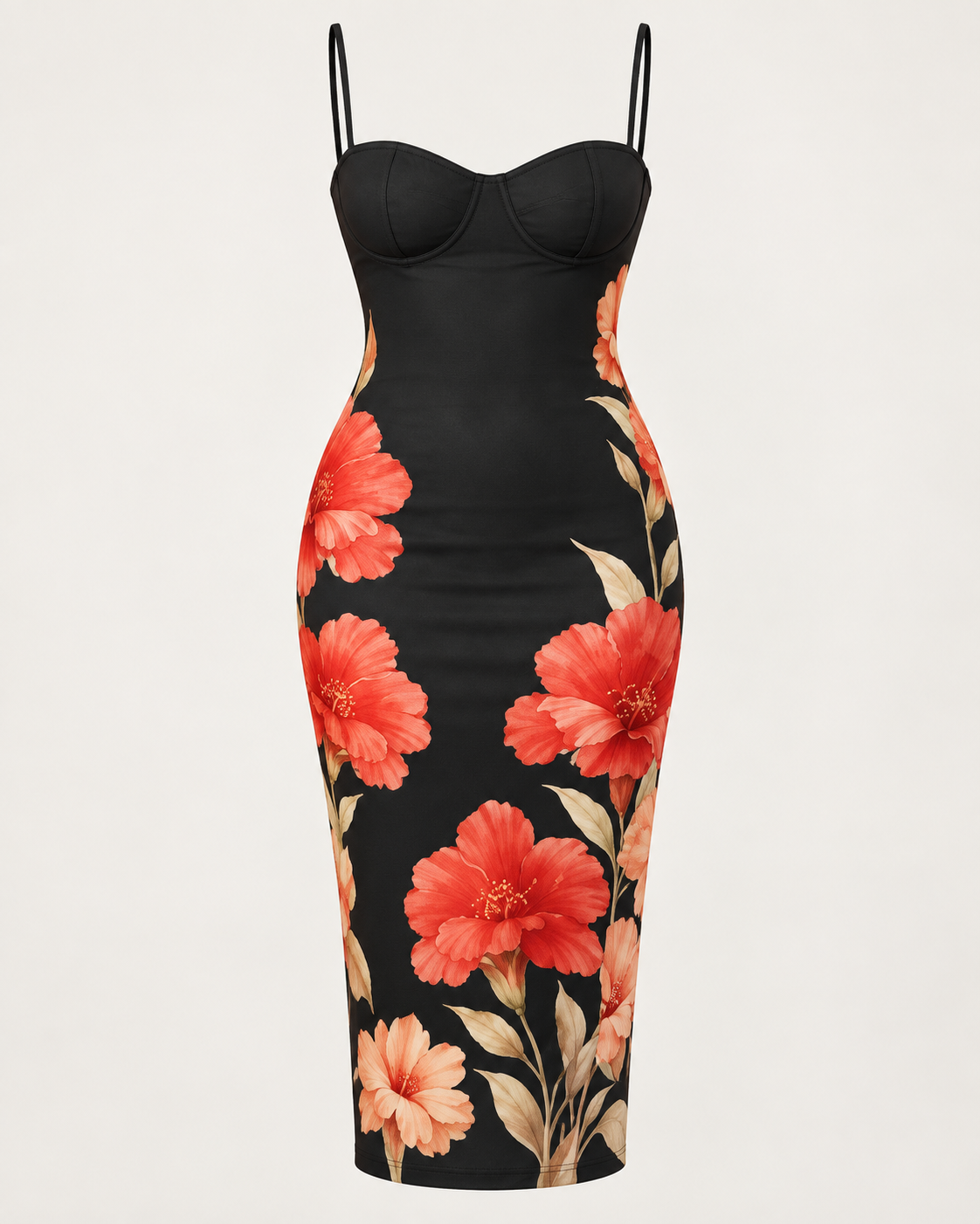 Midnight Garden Midi Mesh Dress