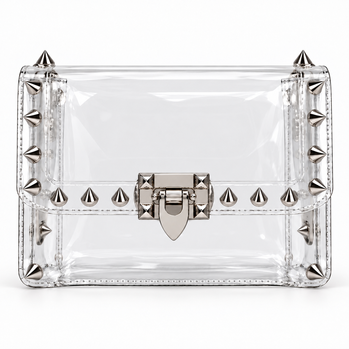 Silver Studs Clear Bag